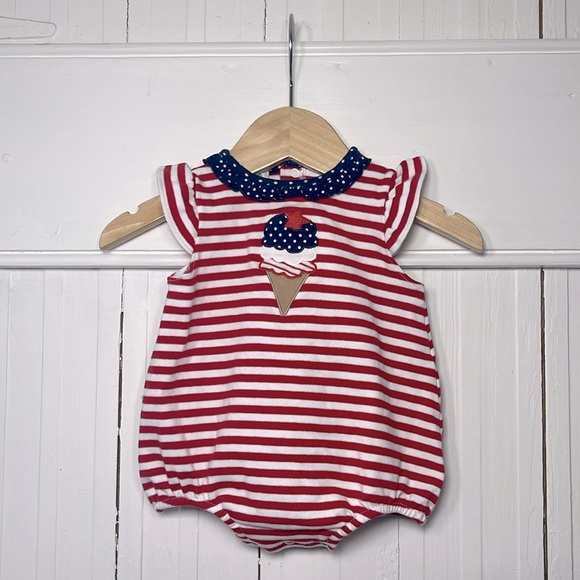 MAGNOLIA BABY  NWOT 100% Cotton Patriotic Red White & Blue Ice Cream Bubble - Picture 1 of 1